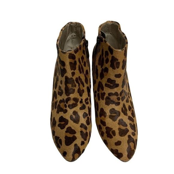 Adrienne Vittadini Sarah Womens Wedge Booties Real Calf Fur Leopard Print Size 6 - Picture 4 of 12